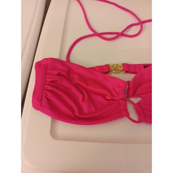 Women's Victoria's Secret Hot Pink Band Bikini Top Gold VS Closure Medium - Picture 2 of 9